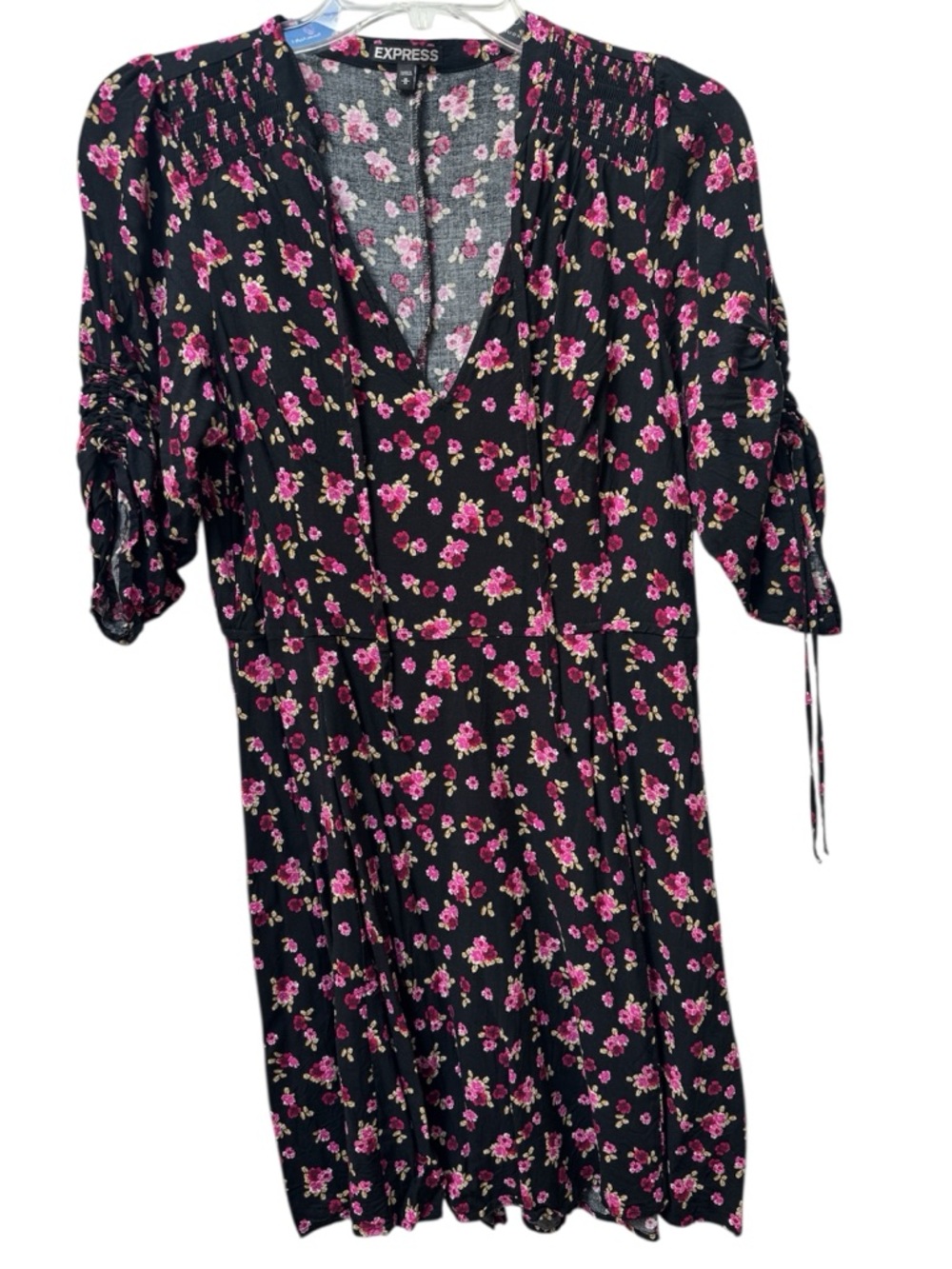 Express Black Dress with Pink Floral Print